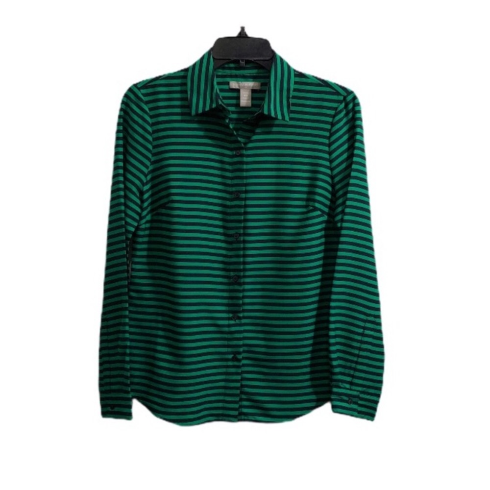 Banana Republic Factory Green Striped Button Down Shirt